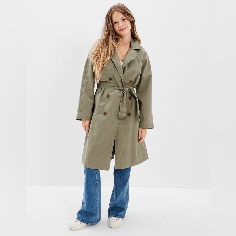 NWT AMERICAN EAGLE OLIVE Trench Coat